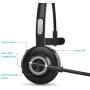 Bluetooth Headphones with Microphone, Wireless Bluetooth Headset on Ear, Noise Canceling PC Headset with Crystal Clear Sound for Cell Phones Tablet Home Office Skype, Truck Drive, Call Center