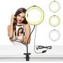Selvim 6 inch Selfie Ring Light with Cellphone Holder Stand- Ring Light Stand for Live Stream ＆ Makeup, 64 LED Bulbs 3 Light Modes 10-Level Brightness 360° Rotating for iPhone Android Cell Phone
