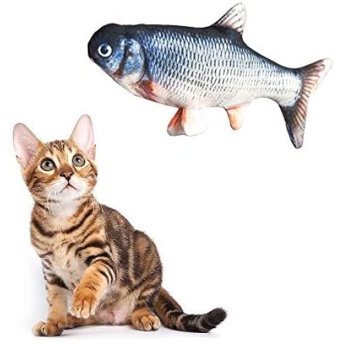 Tuko Realistic Plush Simulation Electric Doll Fish, Funny Interactive Pets Chew Bite Supplies for Cat Kitty Kitten Fish Flop Cat Toy Catnip Toys - Perfect for Biting, Chewing and Kicking