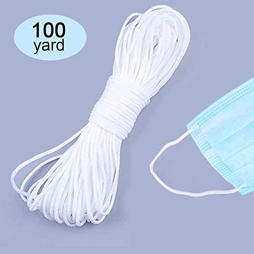 100yard Elastic Cord Ear Rope Elastic Bands Cord White Earloop Cord for mask Braided Crafts Elastic Rope for Knit Sewing Crafts DIY Handmade Elastic Line