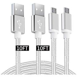Android Micro USB Charger Cable 10ft 2 Pack Fast Charging Cord for Phones Samsung Galaxy S5/S6/S7 Edge,J3/J7 Prime Crown,Note 4/5, LG Stylo 3/Aristo 4/G4/K40/K30,Moto E5/E6/G6 Play,PS4 Pro Controller
