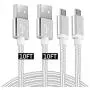 Android Micro USB Charger Cable 10ft 2 Pack Fast Charging Cord for Phones Samsung Galaxy S5/S6/S7 Edge,J3/J7 Prime Crown,Note 4/5, LG Stylo 3/Aristo 4/G4/K40/K30,Moto E5/E6/G6 Play,PS4 Pro Controller