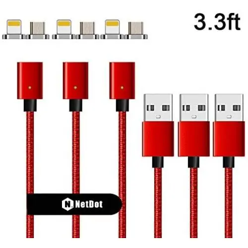 NetDot Gen7 Magnetic Fast Charging Cable Compatible Both Android Smartphone and i-Product(3.3ft/ 3 Pack red) NetDot Gen7 Magnetic Fast Charging Cable Compatible Both Android Smartphone and i-Product(3.3ft/ 3 Pack red)