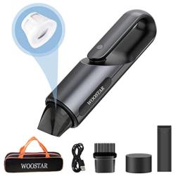 WOOSTAR Portable Car Rechargeable Vacuum Cleaner Handheld High Power Cordless 4000PA 80W for Car Interior Cleaning for Home Use (Black)