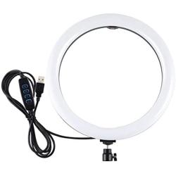 Selfie Ring Light with Tripod Stand with Phone Holder for, Live Stream,Self-Portrait Shooting (Black,1 X Fill Light +1 X Mobile Phone Clip, 11.8in)