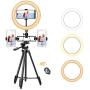 10" Selfie Ring Light with 57 Extendable Tripod Stand,LED Circle Lights with Cell Phone Holder & Remote Shutter for Live Stream,YouTube,TikTok,Makeup,Compatible with iPhone/Android Phone