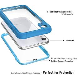 Justcool Designed for iPhone XR Case, Clear Full Body Heavy Duty Protection with Built-in Screen Protector Shockproof Rugged Cover Designed for iPhone XR Cases (2018) 6.1 Inch … (Blue)