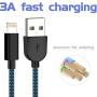 PLmuzsz MFi Certified iPhone Charger Lightning Cable 5 Pack High Speed Nylon Braided USB Fast Charging&Data Syncs Cord Compatible iPhone Xs/Max/XR/X/8/8Plus/7/7Plus/6S/6S Plus/SE/iPad/Nan (Black&Blue)