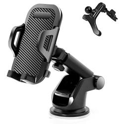 Universal Car Phone Mount Car Phone Holder for Car Dashboard Windshield Air Vent Long Arm Strong Suction Cell Phone Car Mount Compatible with iPhone 11 Pro X XS Max XR Galaxy Note10 S10 (2020, Black)