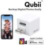 Qubii Photo Storage Device for iPhone & iPad, Auto Backup Photos & Videos, Photo Stick for iPhone, Digital Photos Organizer【microSD Card Not Included】- White