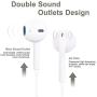 Axirtni 3.5mm in-Ear Wired Earbuds/Earphones/Headphones with Remote & Micphone Compatible with iPhone Apple 6s plus/6/5s/5c/Pad/S10 Android All 3.5 mm Audio Devices (2 Pack) - White