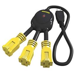 Stanley 31497 3 Extension Cord, Outlet Multiplier, Black/Yellow