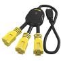 Stanley 31497 3 Extension Cord, Outlet Multiplier, Black/Yellow