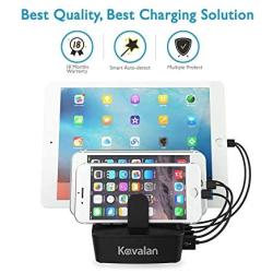 Kavalan 60W 5 Port Rapid USB Charging Station Dock & Organizer, Multi-Device Desktop Tablet & Smartphone Fast Charging Charger Hub(5 port/60W/1Fast Charging+4Smart Charging/Black)