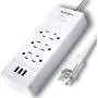 Power Strip with USB Ports - Rekidm 1875W 15A Power Strip Surge Protector 6 Outlets and 3 USB Ports with On/Off Switch - Safe and Durable High Conductivity Copper Design - 5ft Extension Cord 100-240V