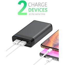 Portable Charger Power Bank Battery - by TalkWorks | 6000 mAh | Cell Phone Backup External Dual USB Power Pack for Apple iPhone 11, XR, XS, X, 8, 7, 6, iPad & Android for Samsung Galaxy - Space Grey