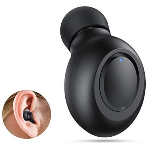 Single Bluetooth Earbud, LEZII Mini Invisible Wireless Headset, in Ear Headphones, Sport Earpiece with Mic, Magnetic USB Charging for Car Vehicle Business, Waterproof Earphones for Samsung iPhone