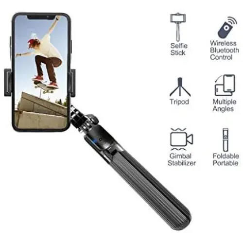 Selfie Stick Tripod, Foldable Gimbal Stabilizer with Bluetooth Wireless Remote, Extendable Cell Phone Tripod, 360° Rotation Portable Phone Holder Stand Compatible with iPhone Android Smartphone Selfie Stick Tripod, Foldable Gimbal Stabilizer with Bluetooth Wireless Remote, Extendable Cell Phone Tripod, 360° Rotation Portable Phone Holder Stand Compatible with iPhone Android Smartphone