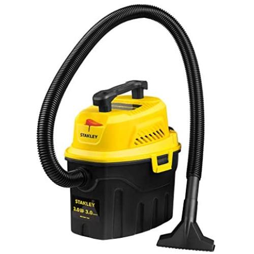 Stanley 3 Gallon Wet Dry Vacuum, 3 Peak HP Poly 2 in 1 Shop Vac with Powerful Suction, Multifunctional Shop Vacuum Car Vacuum W/ 3 Horsepower Motor for Auto Detailing, Tight Space Garage,Van,Vehicle