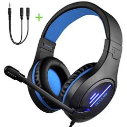 Xbox One PS4 Gaming Headset with Super Lightweight,COLUSI Over-Ear Gaming Headset with HD Mic&LED Light,Compatible with PC,Laptop,PS4,Xbox One Conntroller(Adapter Not Included),Ipad,Mobile Phone