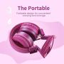 POWMEE M1 Kids Headphones Wired Headphone for Kids,Foldable Adjustable Stereo Tangle-Free,3.5MM Jack Wire Cord On-Ear Headphone for Children (Purple)