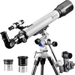 Telescope 70EQ Refractor Scope-Professional 70mm Aperture and 700mm Focal Length for Student Kids Adults Beginners-Come with a Smartphone Adapter