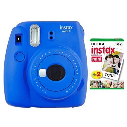 Fujifilm instax Mini 9 Instant Camera (Cobalt Blue) with Film Twin Pack Bundle (2 Items)