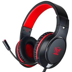 Gaming Headset for Xbox One, PS4,Nintendo Switch Bass Surround and Noise Cancelling with Flexible Mic 3.5mm Wired Headphones for Laptop PC Mac iPad Smartphones (red)