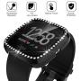 Landhoo Black Hard Case Compatible with Fitbit Versa 2 Screen Protector Bling, PC case That Have Clarity PMMA Screen Protector and Shiny Diamond Bumper Overall Protective Cover for Women Watch.