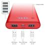 Portable Charger Power Bank【24800mAh】HETP High Capacity External Battery Pack with 4 LED Lights Ultra-Compact High-Speed Recharging Battery Charger for Smart Phone Android Phone Tablet and More - Red