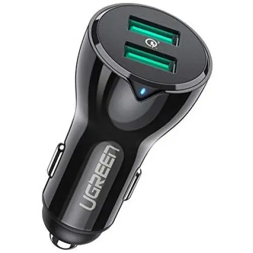 UGREEN Car Charger 36W Quick Charge 3.0 Dual USB Car Charger Compatible with Samsung Galaxy S10 S10+ S9 Plus S8 S7 Note 9 8, iPhone SE 11 Pro Xs XR 8 7 6, iPad, Google Pixel Nexus, LG, HTC