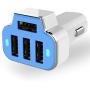 Aduro 4 Port Car Charger Adapter, 12V Fast Car Charger USB Adapter Power Station 5.2A/26W Output (Blue)