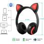 Luckyu Wireless Bluetooth Cat Ear Headphones with Mic 7 Colors LED Light Flashing Glowing On-Ear Stereo Headset Compatible with Smartphones PC Tablet