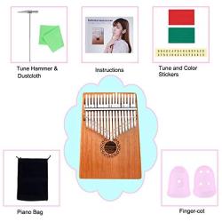 Kalimba 17 Keys Thumb Piano with Study Instruction and Tune Hammer, Finger Piano Christmas Gift for Music Fans Kids Adults