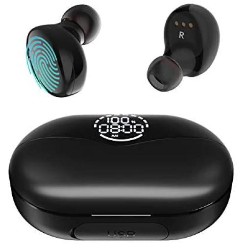 EDYELL Wireless Earbuds,Bluetooth Earbuds with LED Digital Display Charging Case,IPX8 Waterproof Noise Cancelling Earphones Built-in Mic,Touch Control in Ear Headphones for Sports