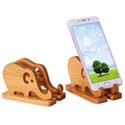 Cell Phone Stand, Phone Dock : Cradle, Holder, Compatible with Switch, All Android Smartphone, Phone 11 Pro Xs Max Xr X 8 7 6 6s Plus 5 5s 5c, Bamboo Desk Organizer Accessories (Elephant Phone Stand)