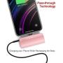 iWALK Mini Portable Charger for iPhone with Built in Cable[Upgraded], 3350mAh Ultra-Compact Power Bank Samll Battery Pack Charger Compatible with iPhone 11 Pro/XS Max/XR/X/8/7 Airpods and More, Pink