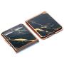 Phone Case Ultra-Thin Back Cover Tempered Glass Shell Electroplated PC Protector Fit for Samsung Galaxy Z Flip Phone Accessories (Gold Thread Black)