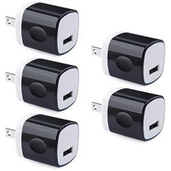 USB Charging Block, GiGreen 5-Pack 1A Single Port USB Cube Plug Travel Power Adapter Fast Wall Charger Brick Compatible Phone XS MAX/X/8/7/6S Plus, Samsung S10/S9+/S8/S7/S6 Edge, LG G7/G6/G5/V30, Moto