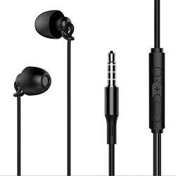 Meiyiu Earphone Super Bass Wired Earbuds Headset in-Ear Wired Headphones with Mic for Mobile Phone Gaming Headphones Black