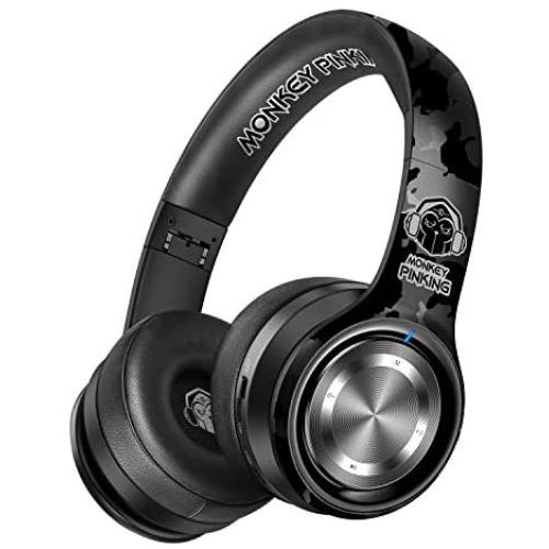 Picun P26 Wireless Headphones Bluetooth 5.0, Monkey Pinking Edition 40H Playtime Hi-Fi Stereo Bluetooth Headphone Over Ear with Mic Foldable Wired/Wireless/TF for Phone with Carrying Case (Camo)