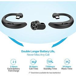 YUWISS Bluetooth Headset [36Hrs Playtime, 2 Batteries, V4.2] Wireless Bluetooth Earpiece for Cell Phone Noise Canceling Car Earbuds Headphones with Mic Compatible with iPhone Samsung Android (Black)