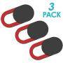 Webcam Camera Cover Slide 0.02-Inch Ultra-Thin Webcam Cover Blocker for MacBook, iMac, Laptop, Desktop, Pc, iPad, iPhone, Smartphone Protect Your Visual Privacy and Security (Black/Red-3 Pack)