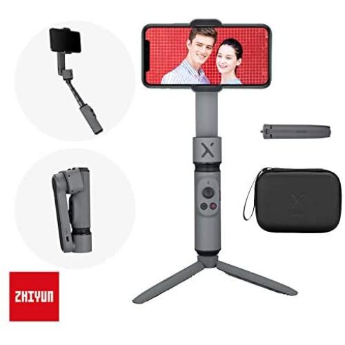 ZHIYUN Smooth X Gimbal Stabilizer for Smartphone, Extendable Selfie Stick Tripod, Foldable Handheld iPhone Gimbal, YouTube Vlog Video, Face Tracking, Bluetooth, Gesture & Zoom [w/Tripod & Case] Gray