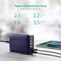 USB Charger RAVPower 60W 12A 6-Port Desktop USB Charging Station with iSmart Multiple Port, Compatible iPhone SE 11 Pro Max XS XR X iPad Pro Air Mini Galaxy S10 Note 10 Tablet and More (Navy Blue)