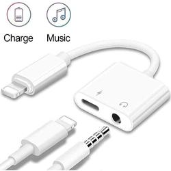 [Apple MFi Certified] Headphone Adapter for iPhone, 2 in 1 Lightning to 3.5mm Headphone Audio + Charger Splitter for iPhone 11/11 Pro/XS/XR/X 8 7, iPad, iPod, Support Music Control + Calling + iOS 13