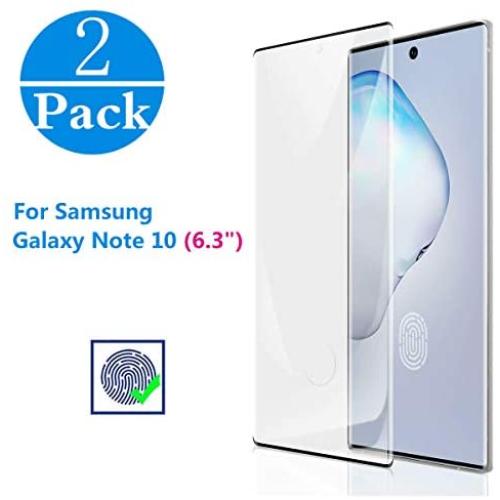 Galaxy Note 10 Screen Protector 2 Pack Tempered Glass Protector [Support Fingerprint Unlock] [Case Friendly] [9H Hardness] [Easy Install & No bubble] for Samsung Galaxy Note 10 (6.3")