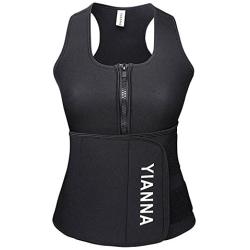 YIANNA Sweat Neoprene Sauna Suit Tank Top Vest with Adjustable Shaper Waist Trainer Belt