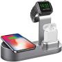 Deszon Wireless Charger Designed for Apple Watch Stand Compatible with Apple Watch Series 5 4 3 2 1, AirPods Pro Airpods and iPhone SE 11 11 pro 11 Pro Max Xs X Max XR X 8 8Plus (No Adapter)Space Gray