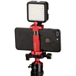 Ulanzi ST-03 Metal CNC Made Adapter Mobile Phone Holder Cold Shoe Mount,Cell Phone Tripod Holder Clip Adapter and Arca-Style Quick Release Plate for 4.3in to 7in Screen Smartphone (Red)